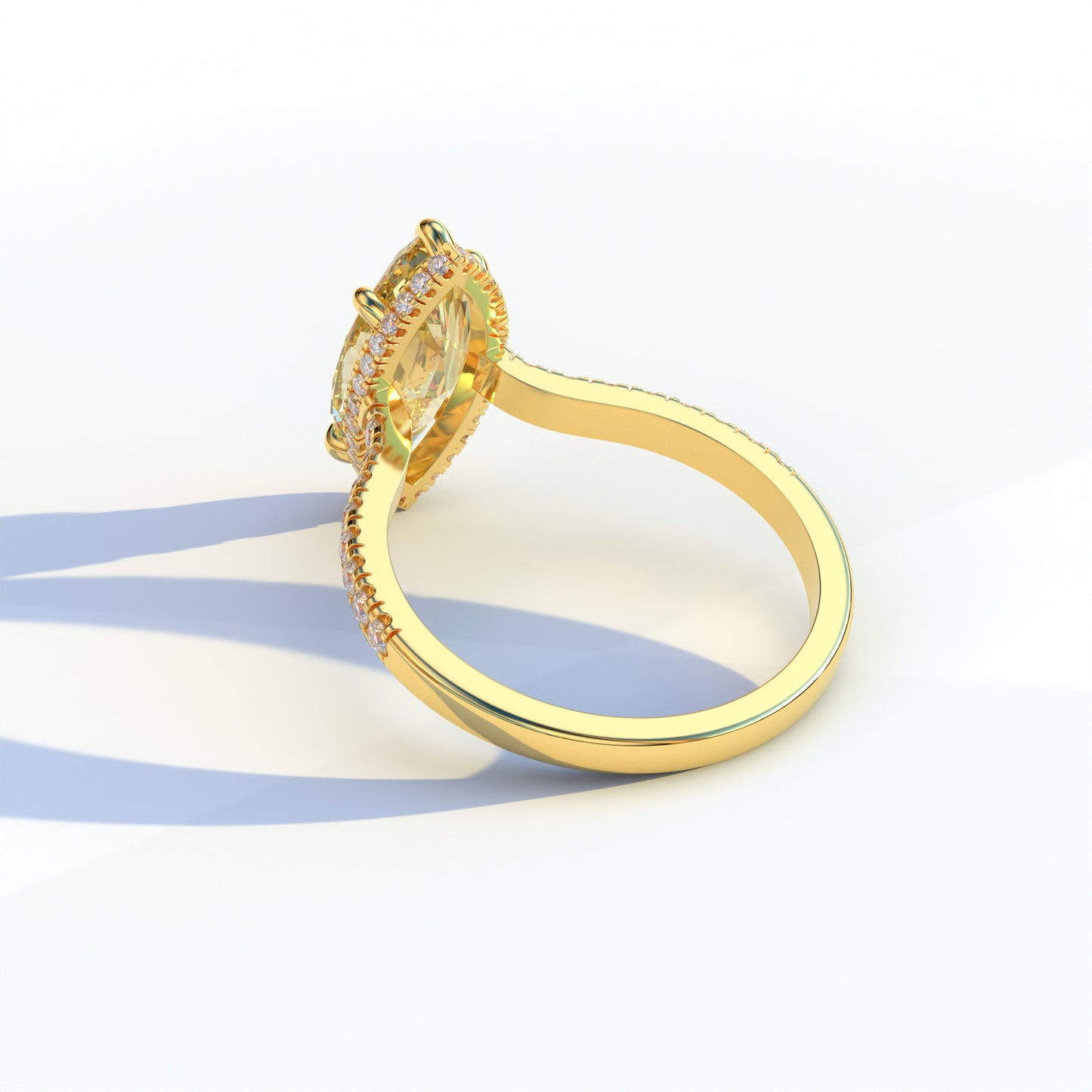 3 Ct Yellow Marquise Cut Lab Diamond In Hidden Halo & Pave Setting Ring - Charlotte