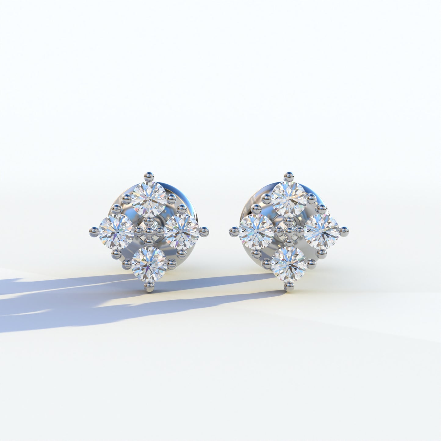 Round Cut Lab Diamond Stud Earrings | Cluster Setting - Rae Brilliance