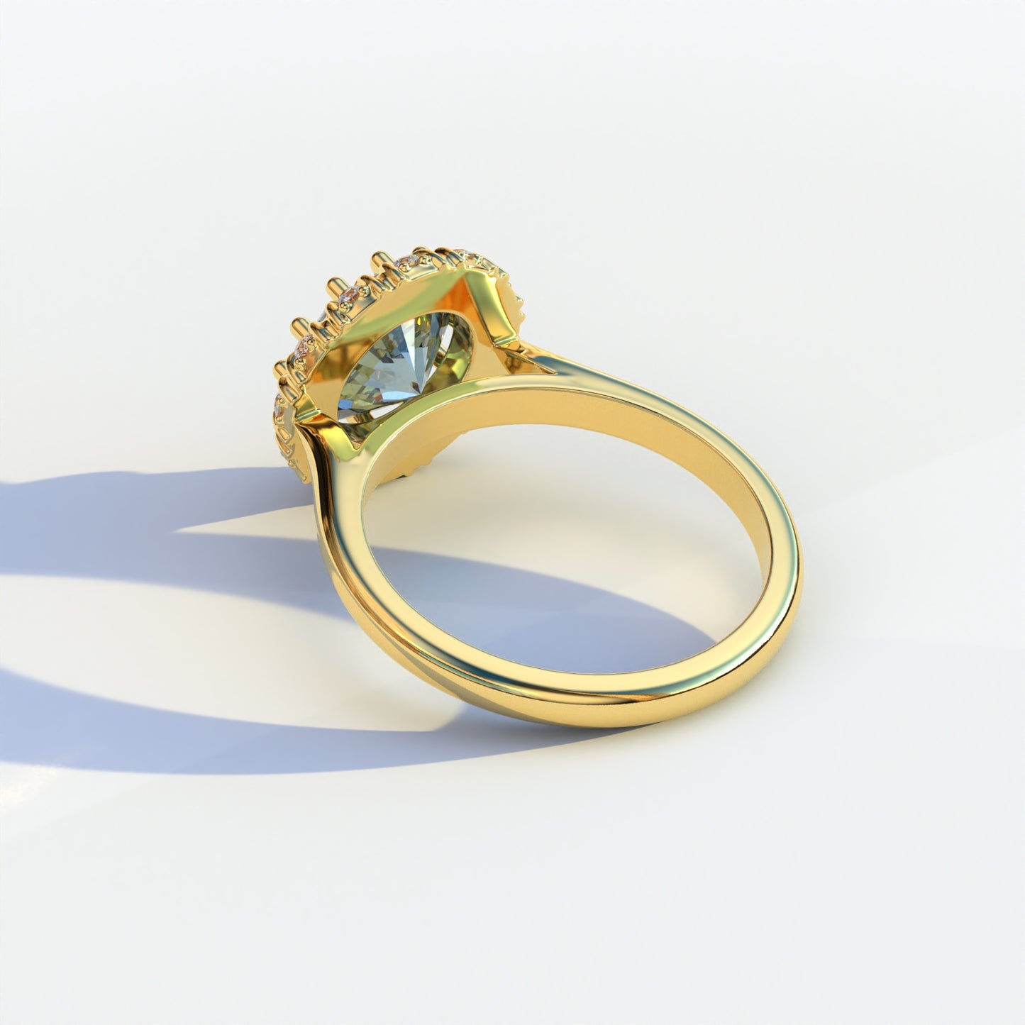 2 Carat Blue Round Shaped Halo Lab Diamond Ring - Sunflower