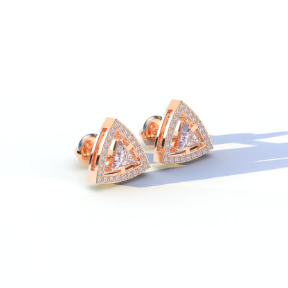 E VVS Triangle Cut Lab Diamond Halo Stud Earrings - Trinity