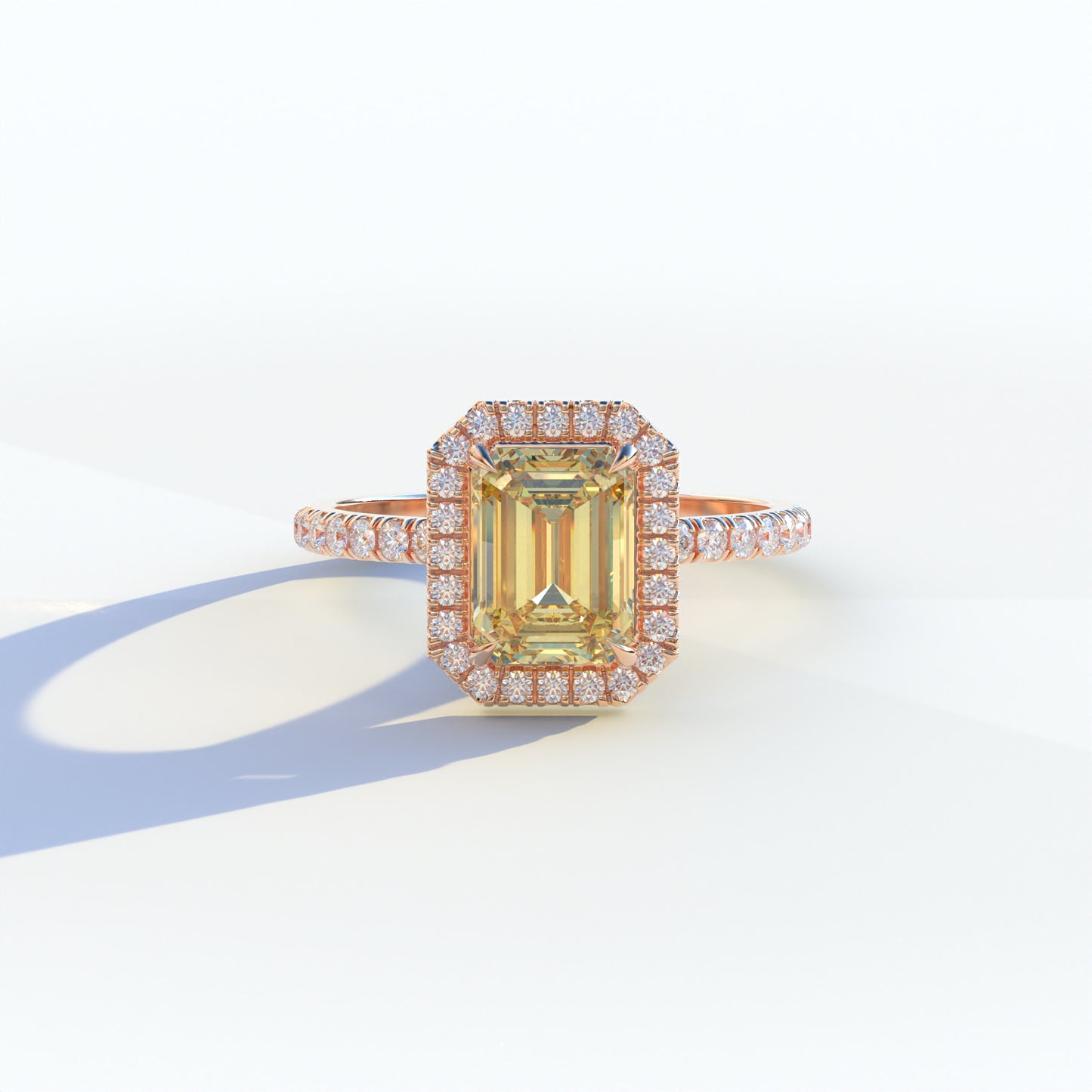 3 Ct Emerald Cut Yellow Color Lab Diamond Ring -Viola