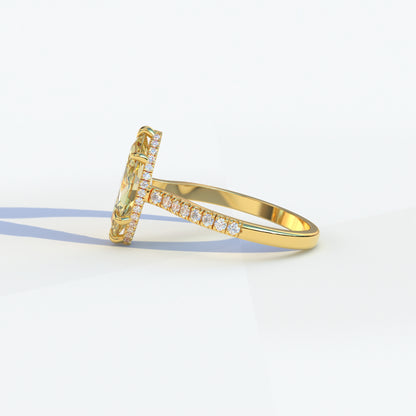 2 Carat Yellow Marquise Cut Hidden Halo & Pave Setting Lab Diamond Ring - Eblouissant