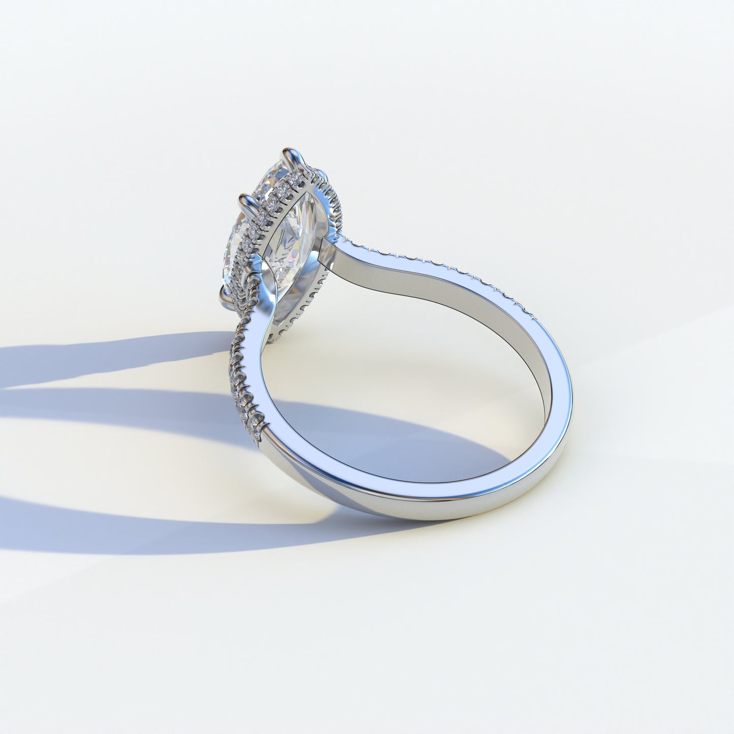 2 Carat E/VVS Marquise Cut Hidden Halo & Pave Setting Lab Diamond Ring - Eblouissant