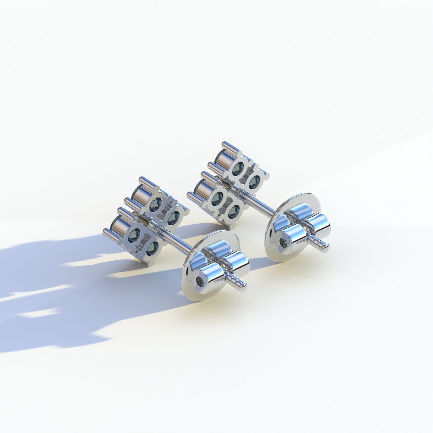 Blue Round Cut Lab Diamond Stud Earrings | Cluster Setting - Rae Brilliance