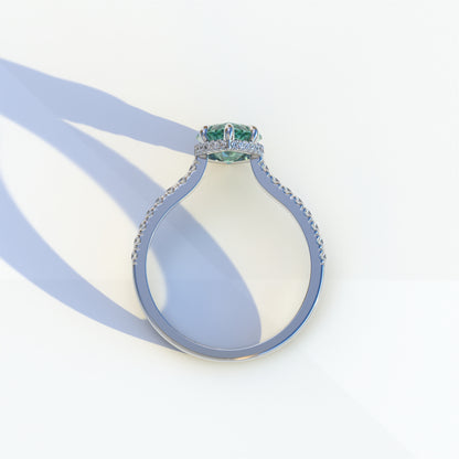 2 Carat Green Marquise Cut Hidden Halo & Pave Setting Lab Diamond Ring - Eblouissant