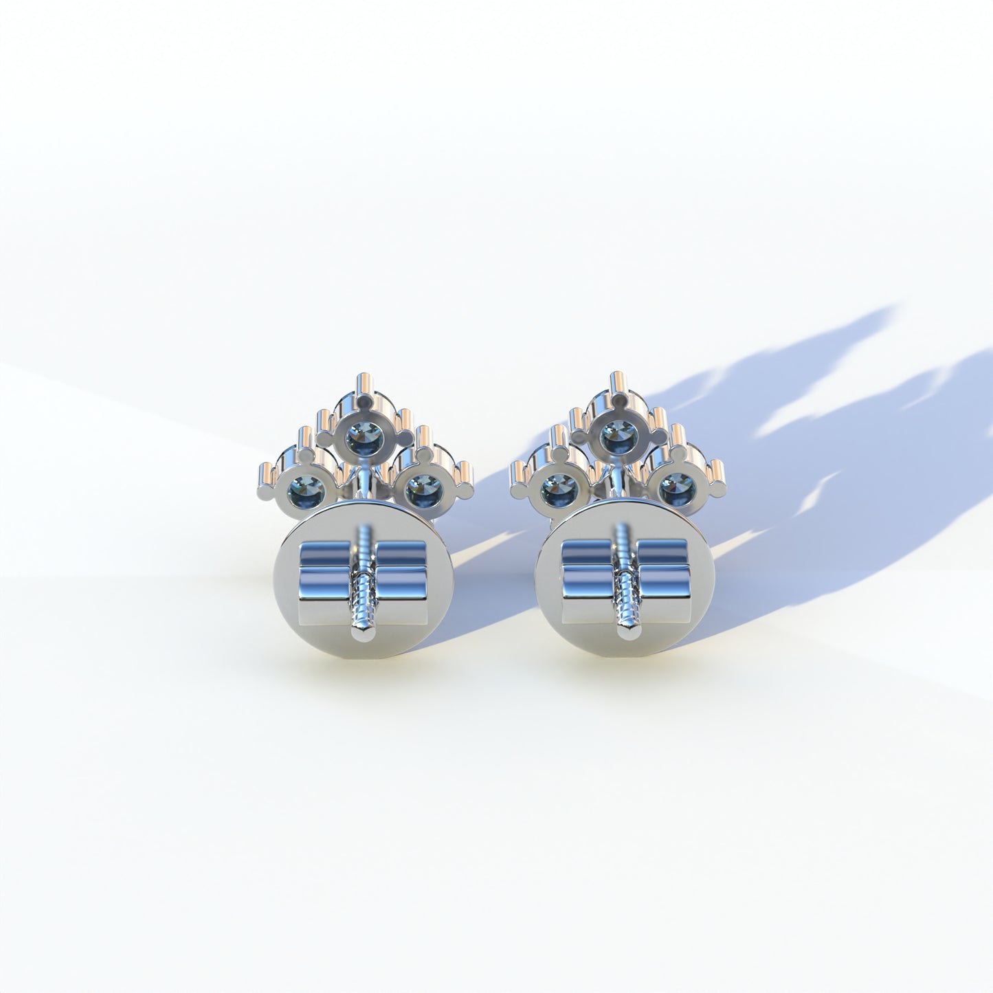 Blue Round Cut Lab Diamond Stud Earrings | Cluster Setting - Rae Brilliance