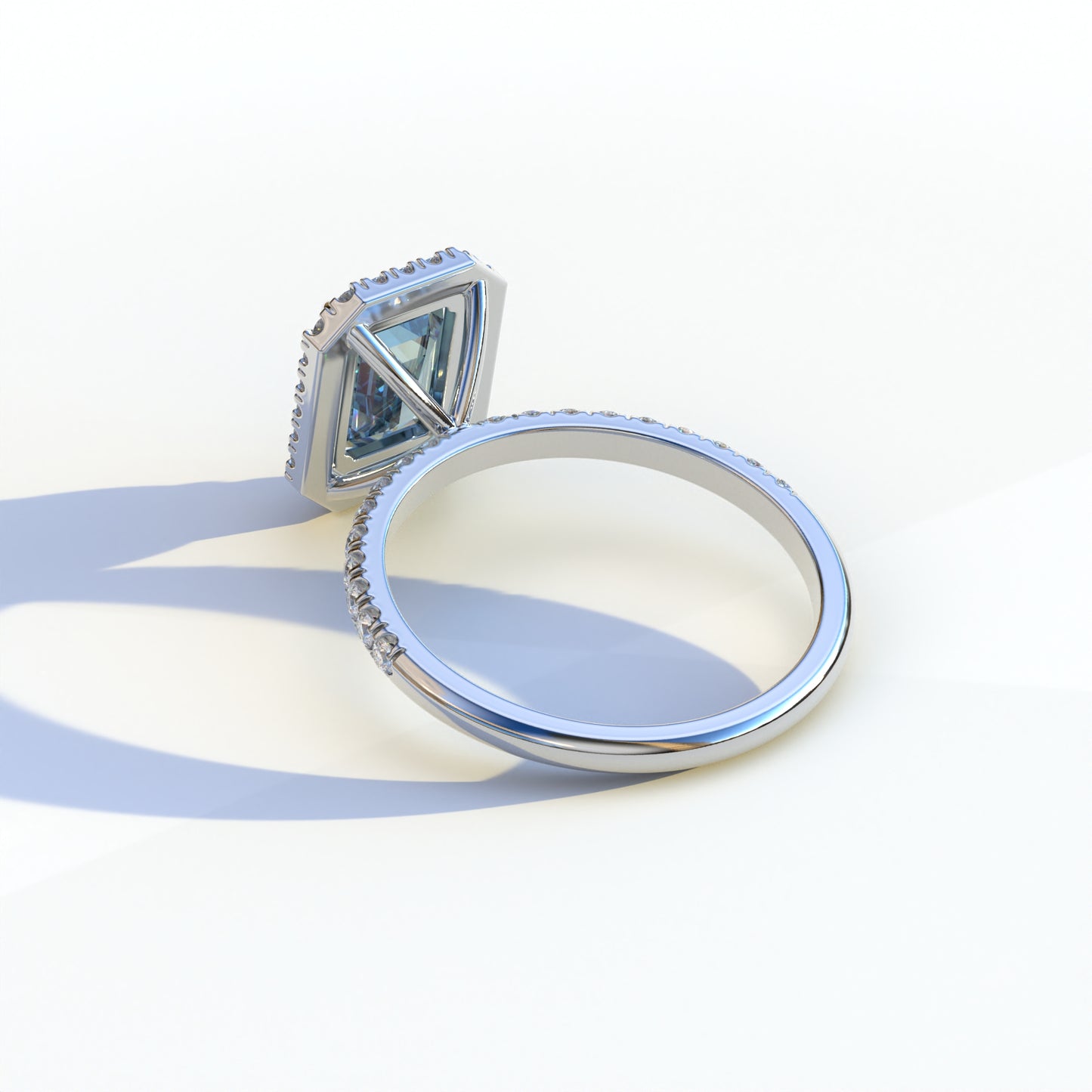 3 Ct Emerald Cut Blue Color Lab Diamond Ring-Viola