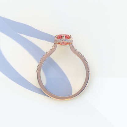 2 Carat Pink Marquise Cut Hidden Halo & Pave Setting Lab Diamond Ring - Eblouissant