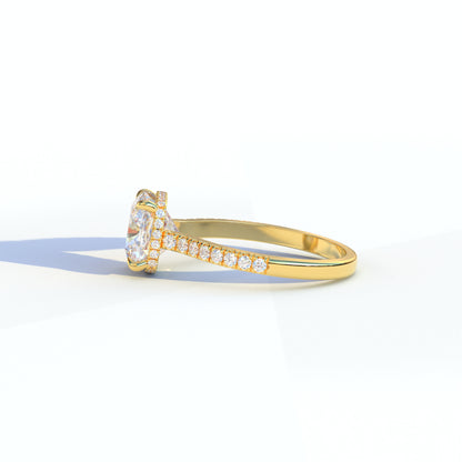 E VVS 2 Carat Cushion Cut Hidden Halo & Pave Lab Diamond Ring - Éblouissant