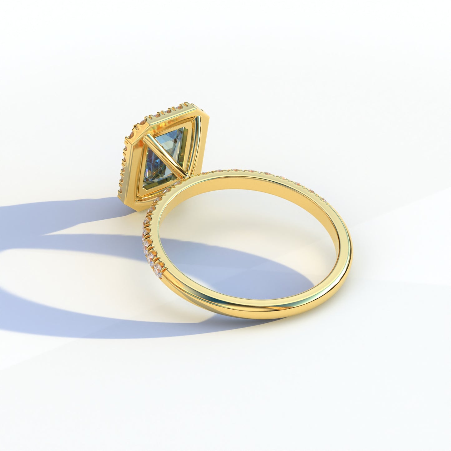 3 Ct Emerald Cut Blue Color Lab Diamond Ring-Viola