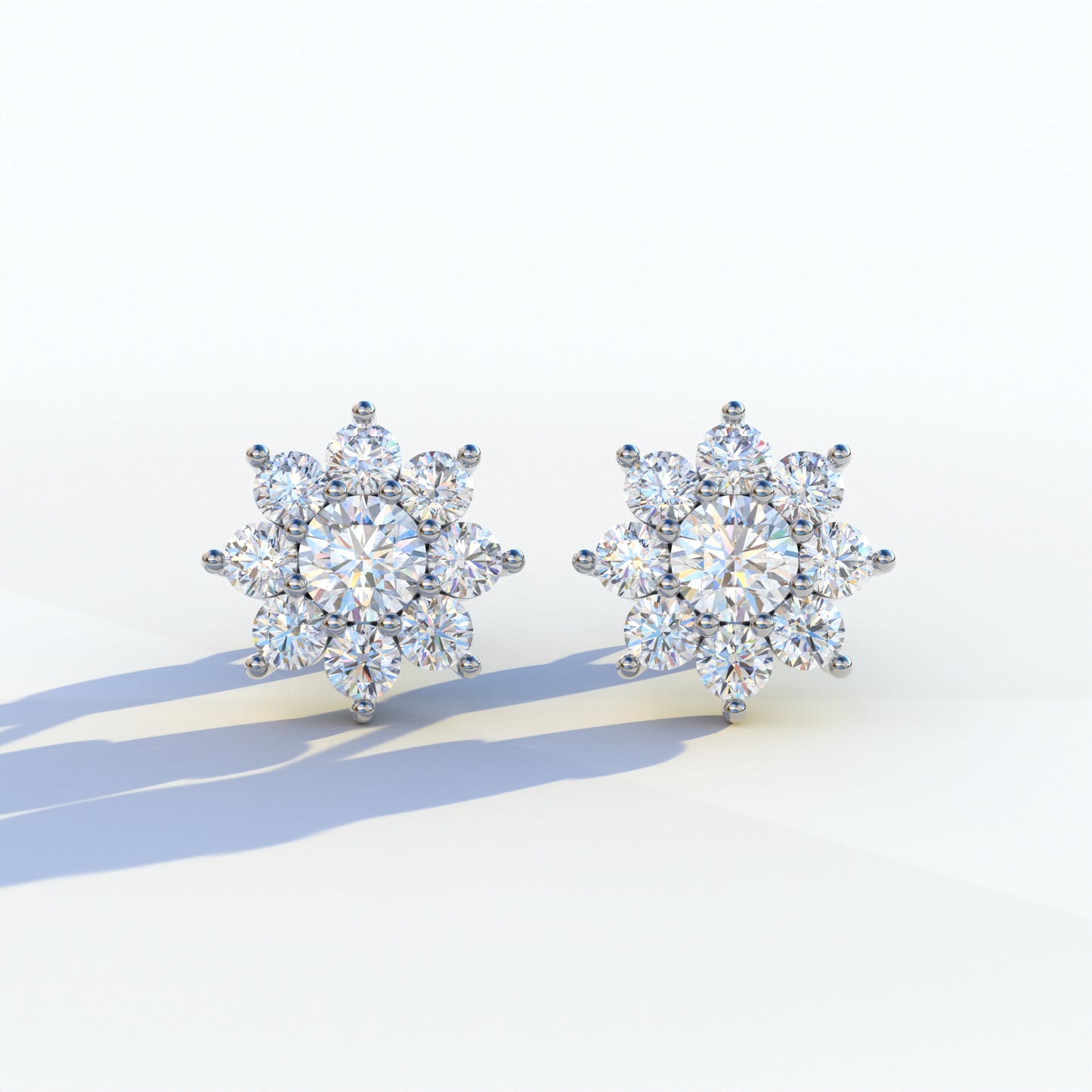 Persee - Colorless Round Cut Diamond Stud Earrings| Piercing Flower Setting