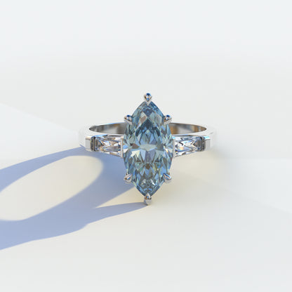 2 Carat Blue Marquise Cut Multi Stone Lab Diamond Ring - Molto Bello