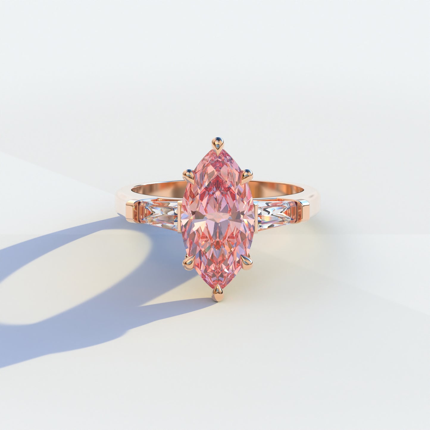 2 Carat Pink Marquise Cut Multi Stone Lab Diamond Ring - Molto Bello