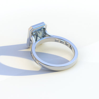 3 Ct Radiant Cut Blue Color Lab Diamond Ring - Olympia