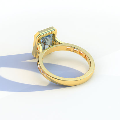 3 Ct Radiant Cut Blue Color Lab Diamond Ring - Olympia