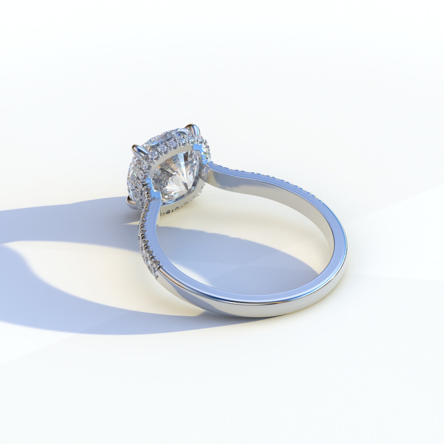 E VVS 2 Carat Cushion Cut Hidden Halo & Pave Lab Diamond Ring - Éblouissant