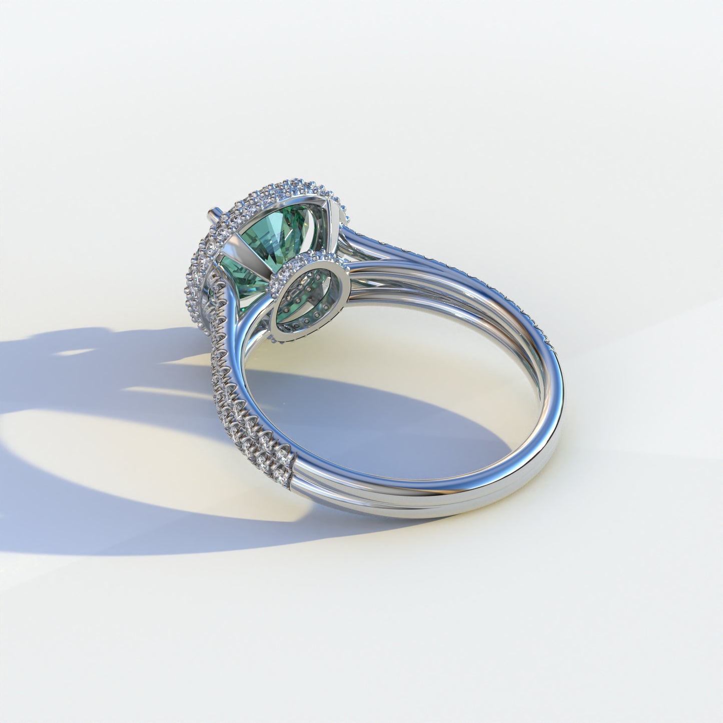 1.5 Carat Green Round Cut Halo Pave Lab Diamond Ring - Élégance