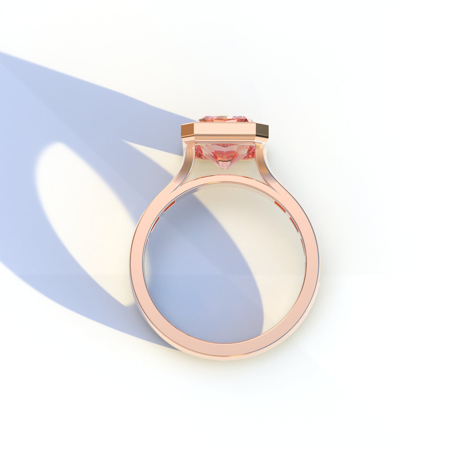 3 Ct Radiant Cut Pink Color Lab Diamond Ring - Olympia