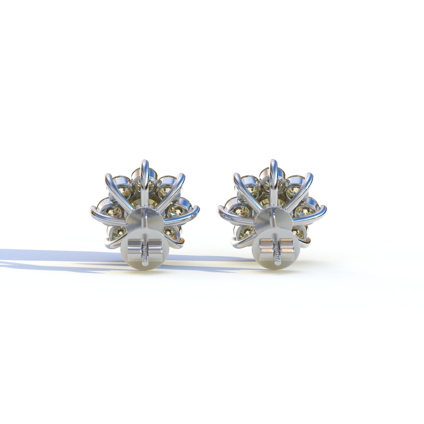 Persee - Round Yellow Diamond Stud Earrings| Piercing Flower Setting