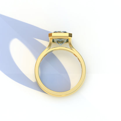 3 Ct Radiant Cut Blue Color Lab Diamond Ring - Olympia