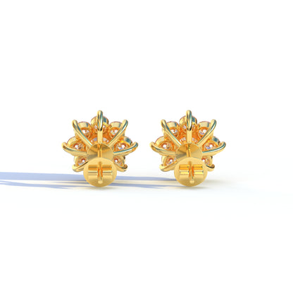 Persee - Colorless Round Cut Diamond Stud Earrings| Piercing Flower Setting