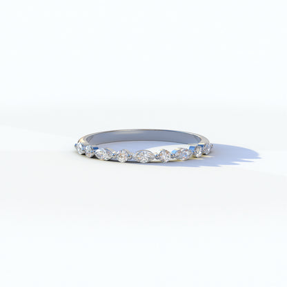 Floating Citrine - Round & Marquise Diamond Half Eternity Band | Stacking Band