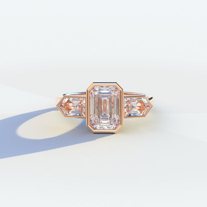 3 Ct E/VVS Emerald  Cut Lab Diamond Ring - Lumons