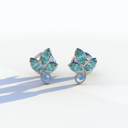 Le Petite - Marquise Green Lab Diamond Stud Earrings | Attractive Bezel Setting