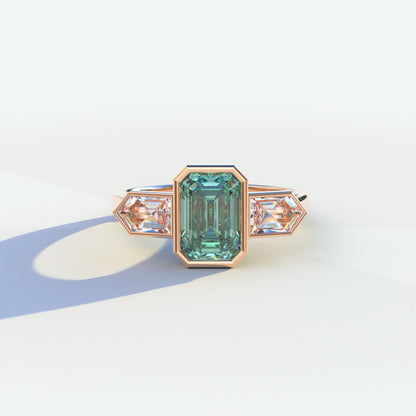 3 Ct Fancy Vivid Green Emerald Cut Lab Diamond Ring - Lumons