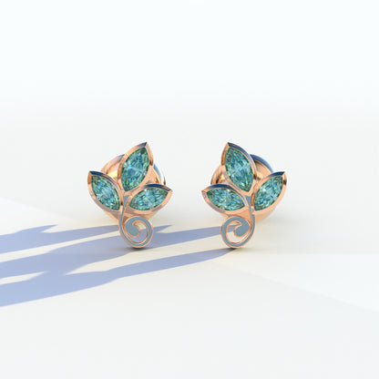 Le Petite - Marquise Green Lab Diamond Stud Earrings | Attractive Bezel Setting