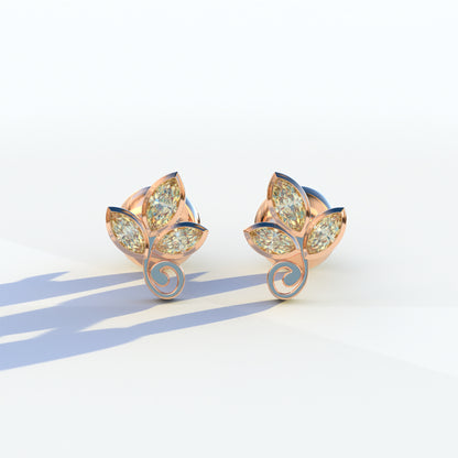 Le Petite - Marquise Yellow Lab Diamond Stud Earrings | Attractive Bezel Setting