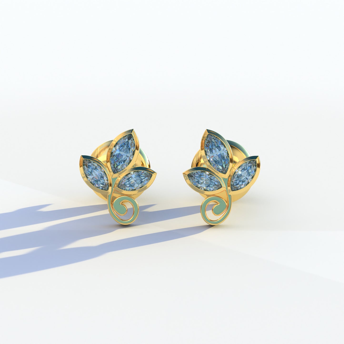 Le Petite - Marquise Blue Lab Diamond Stud Earrings | Attractive Bezel Setting