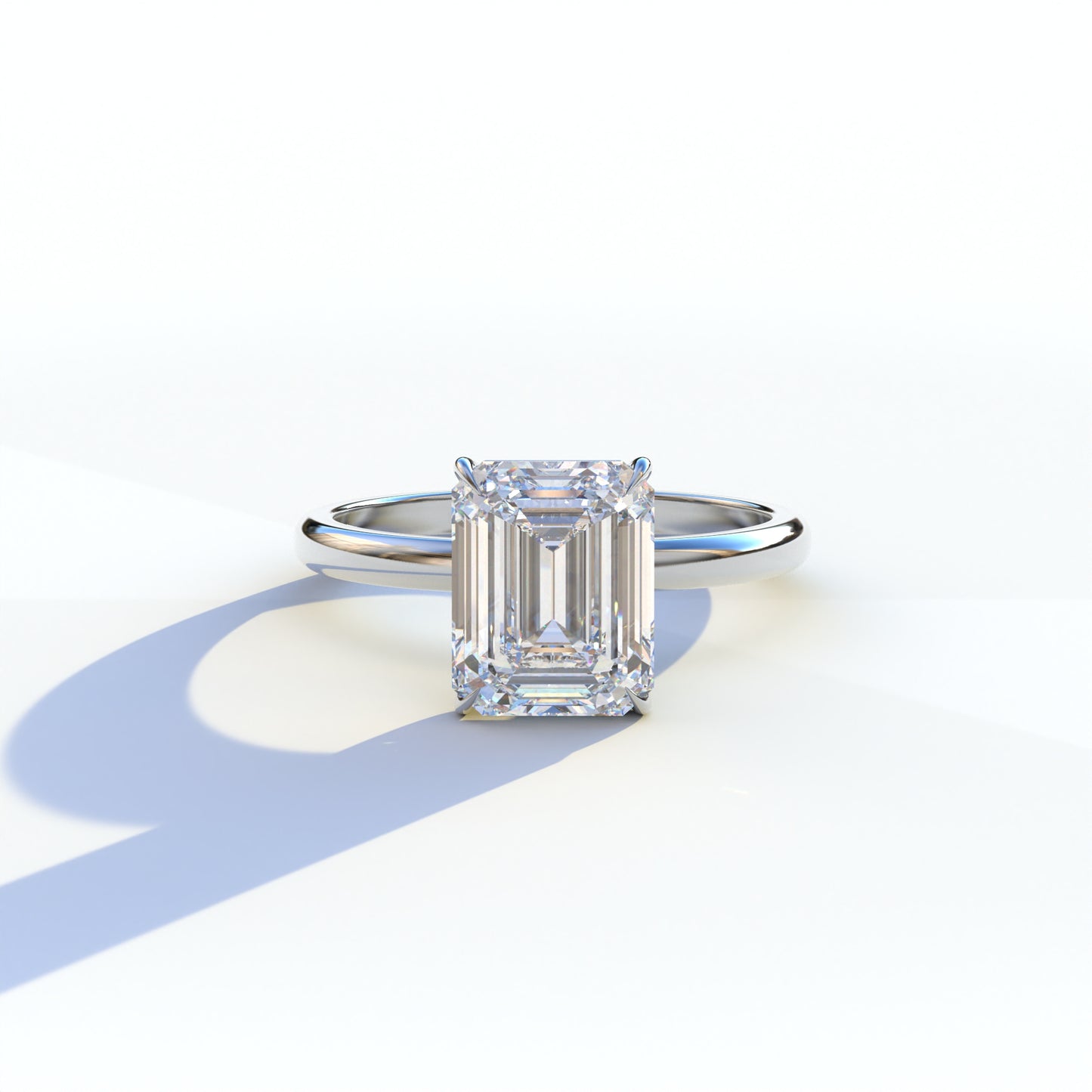 3 Ct E/VVS Emerald Cut Lab Diamond In Solitaire Setting Ring - Vanessa