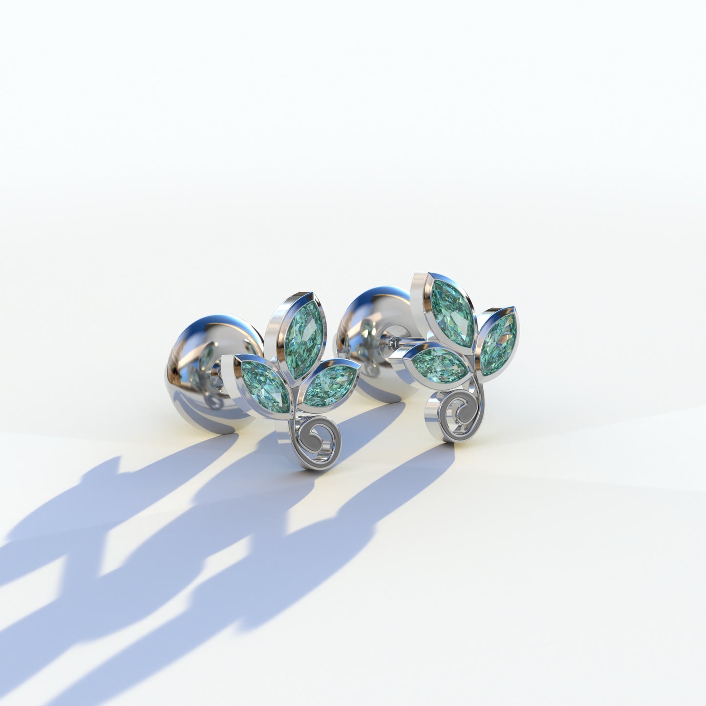 Le Petite - Marquise Green Lab Diamond Stud Earrings | Attractive Bezel Setting