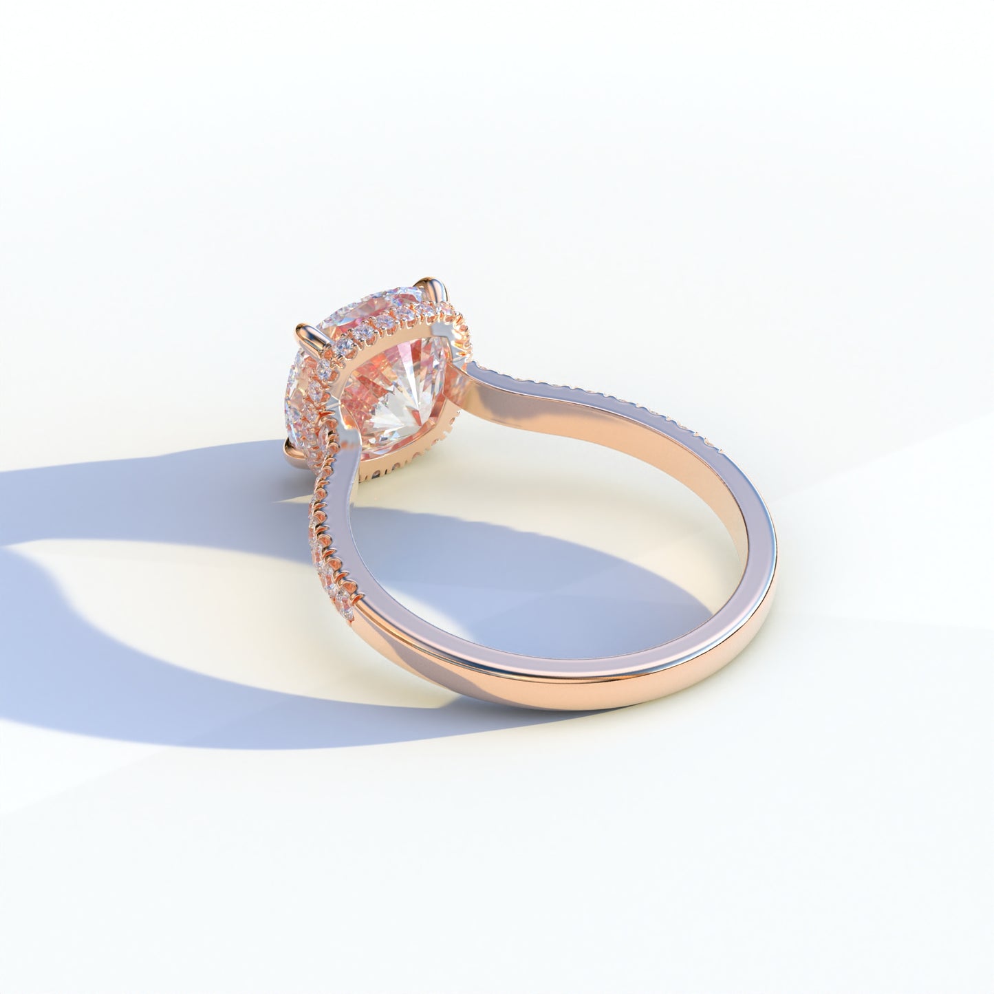 E VVS 2 Carat Cushion Cut Hidden Halo & Pave Lab Diamond Ring - Éblouissant