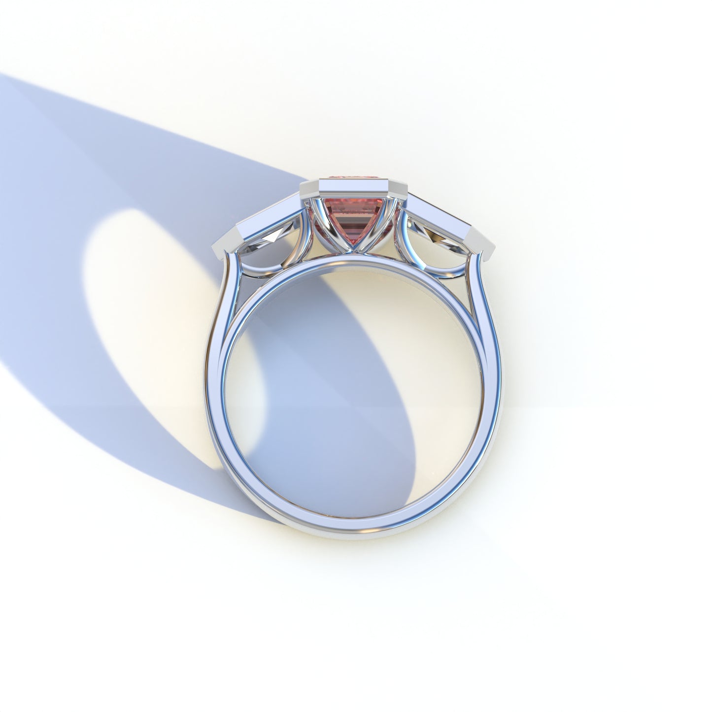 3 Ct Fancy Vivid Pink Emerald Cut Lab  Diamond Ring - Lumons