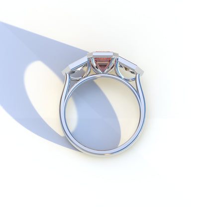 3 Ct Fancy Vivid Pink Emerald Cut Lab  Diamond Ring - Lumons