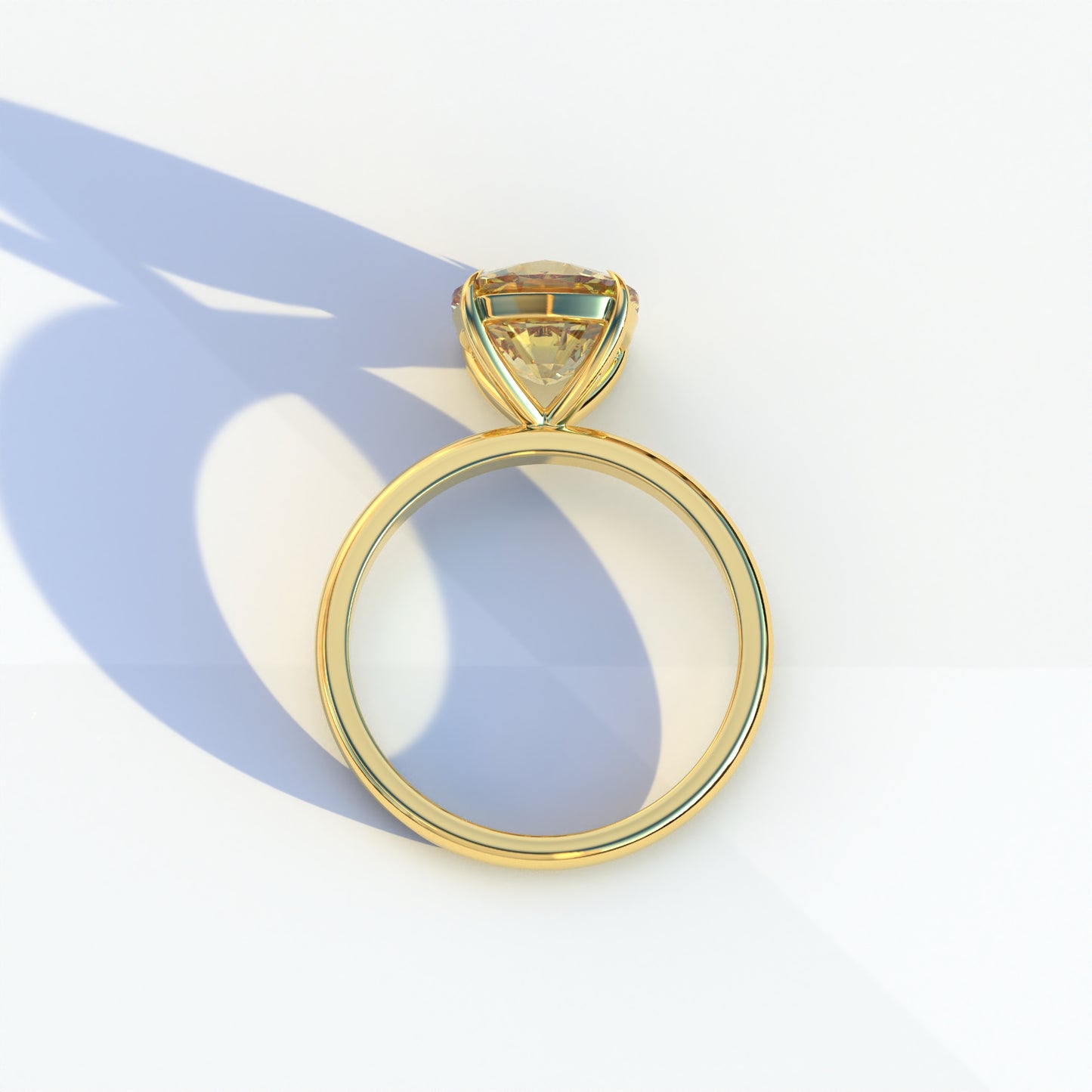 2.5 Carat Yellow Cushion Cut Solitaire Lab Diamond Ring - Mesmera