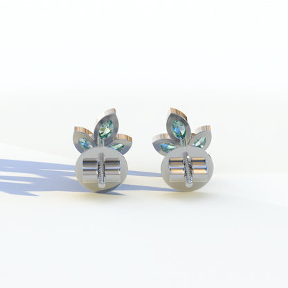 Le Petite - Marquise Green Lab Diamond Stud Earrings | Attractive Bezel Setting