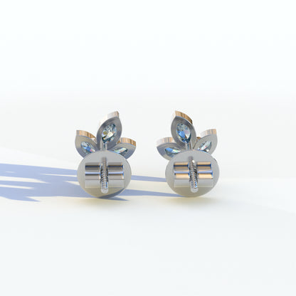 Le Petite - Marquise Blue Lab Diamond Stud Earrings | Attractive Bezel Setting