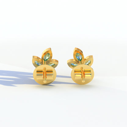 Le Petite - Marquise Green Lab Diamond Stud Earrings | Attractive Bezel Setting