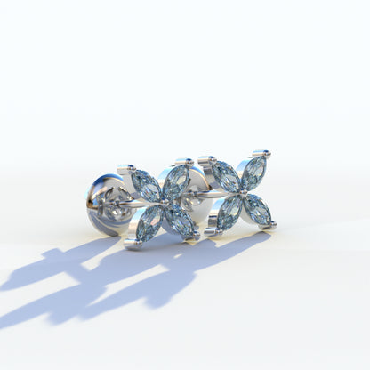 2 Carat Blue Marquise Cut Lab Grown Diamond Stud Earrings - Maria Tash