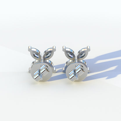 2 Carat Blue Marquise Cut Lab Grown Diamond Stud Earrings - Maria Tash