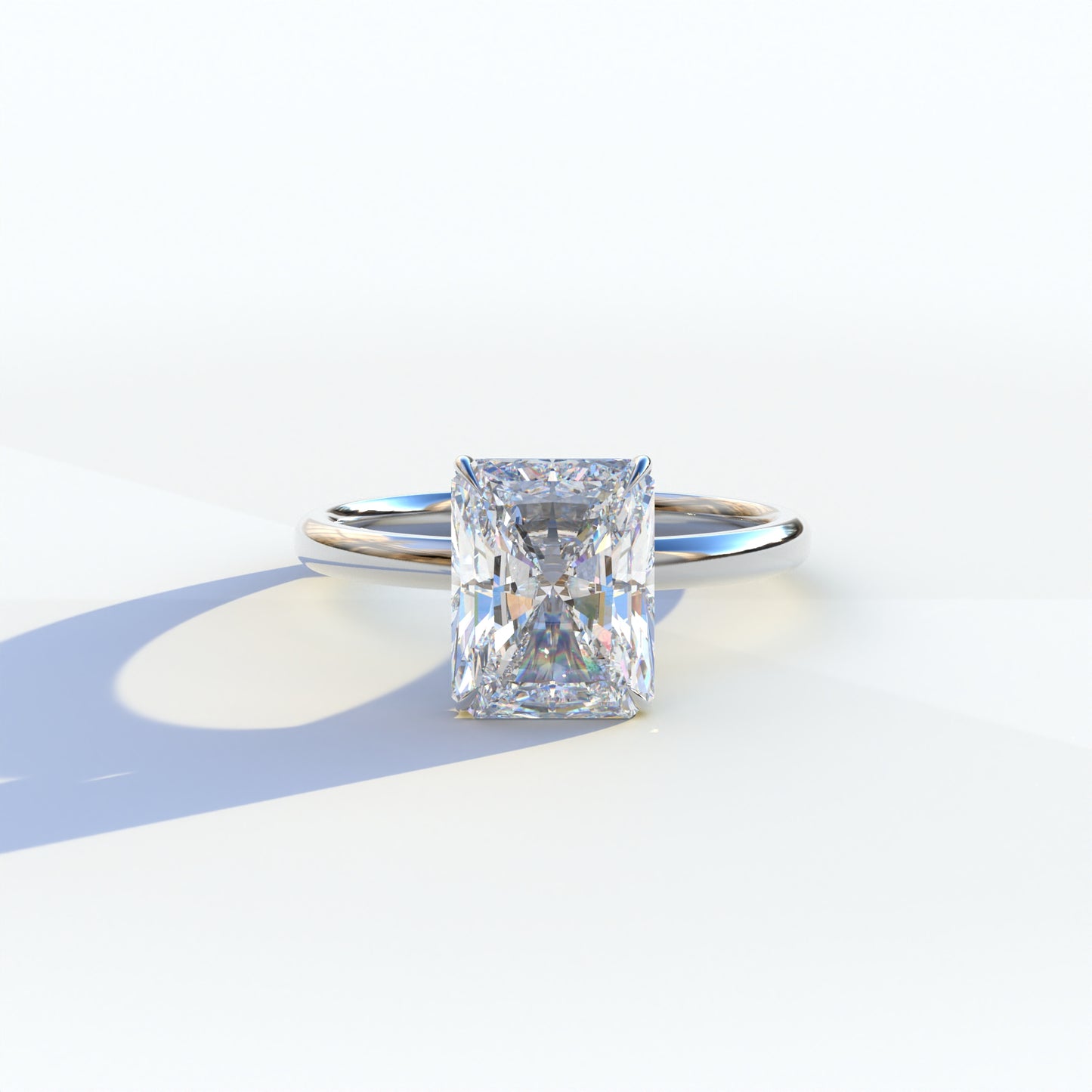 E-VVS 3 Carat Radiant Cut Solitaire Lab Diamond Ring - Papilia