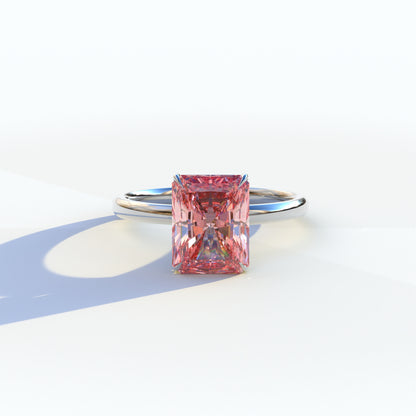 3 Carat Pink Radiant Cut Solitaire Lab Diamond Ring - Papilia