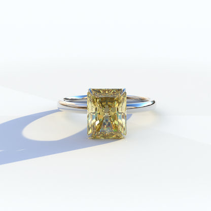 3 Carat Yellow Radiant Cut Solitaire Lab Diamond Ring - Papilia