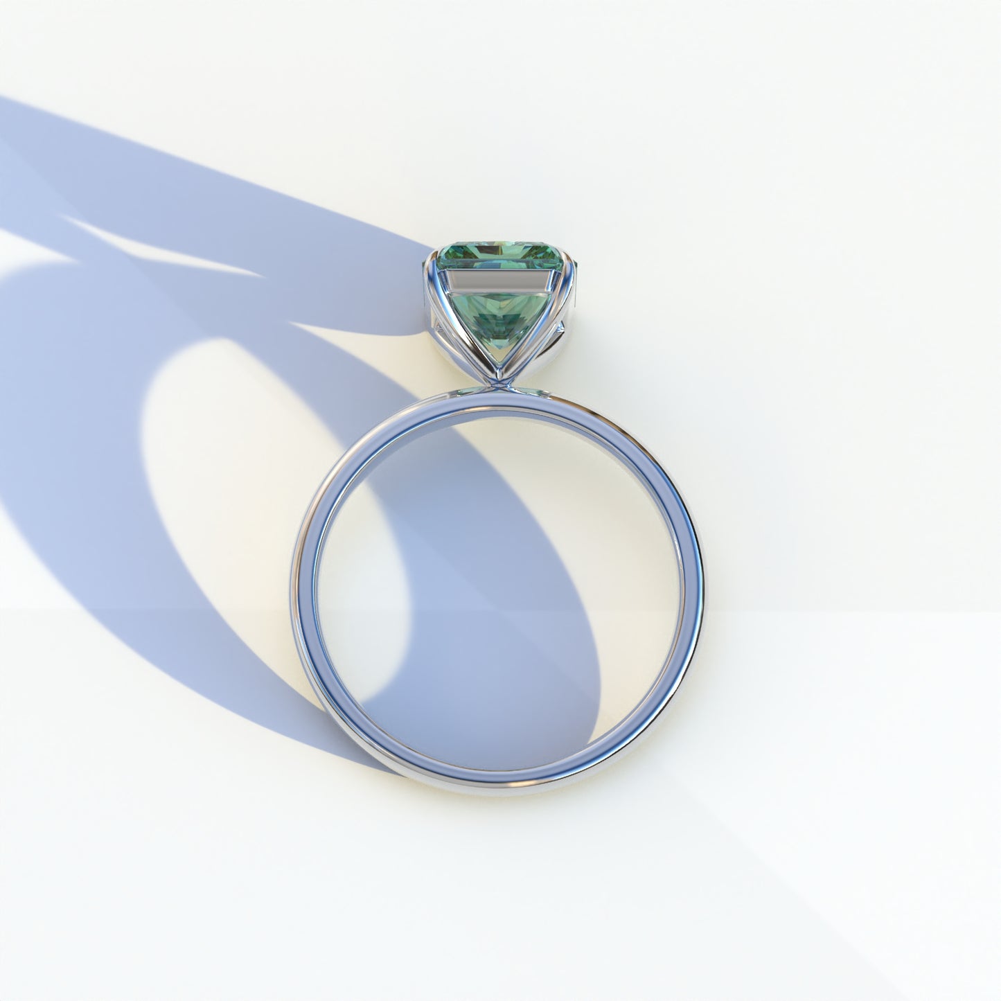 3 Carat Green Radiant Cut Solitaire Lab Diamond Ring - Papilia