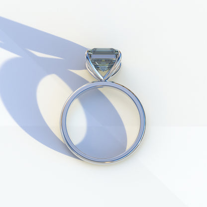 2 Carat Blue Asscher Cut Solitaire Lab Grown Diamond Ring - Fabriciana