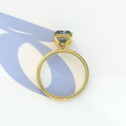 3 Carat Blue Radiant Cut Solitaire Lab Diamond Ring - Papilia