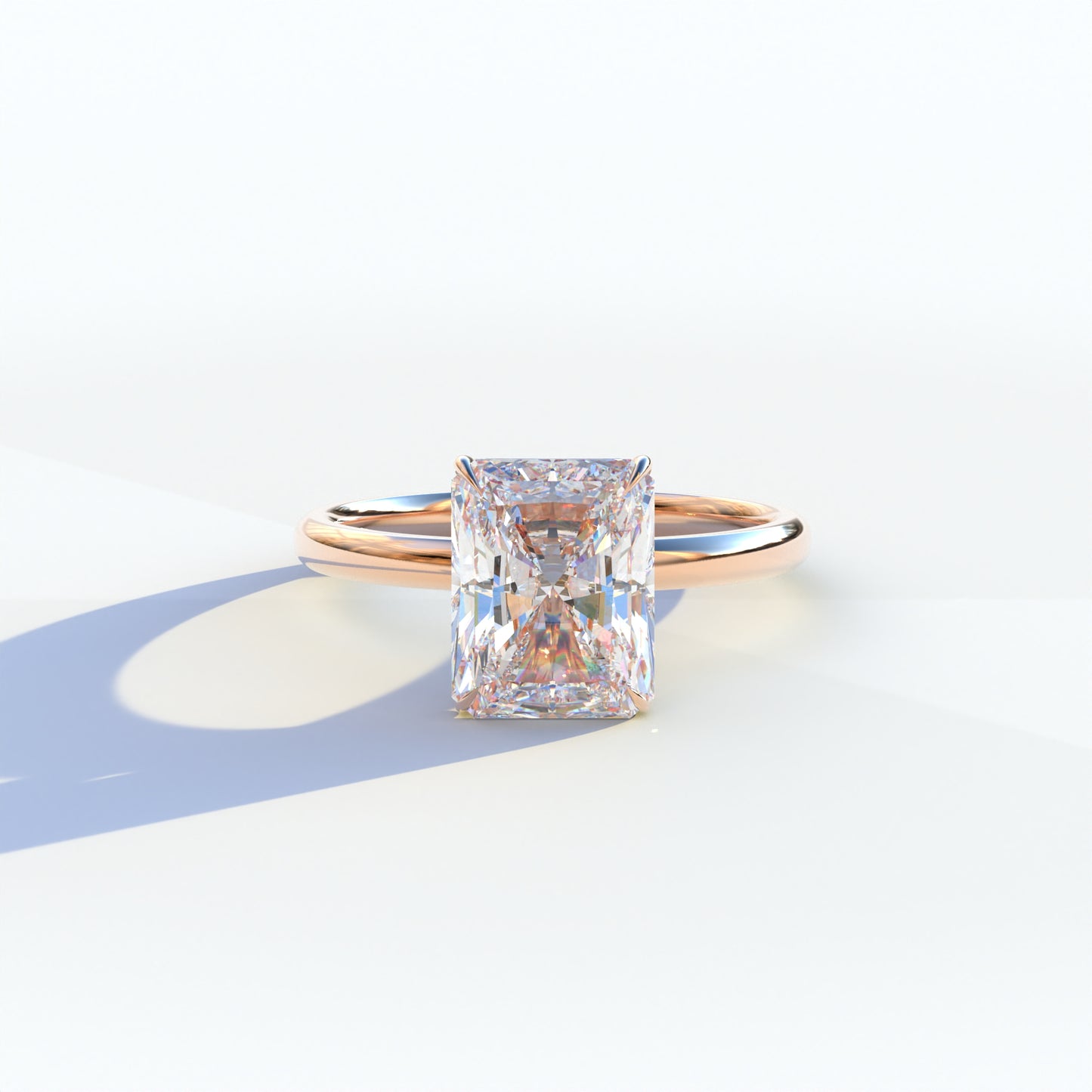 E-VVS 3 Carat Radiant Cut Solitaire Lab Diamond Ring - Papilia